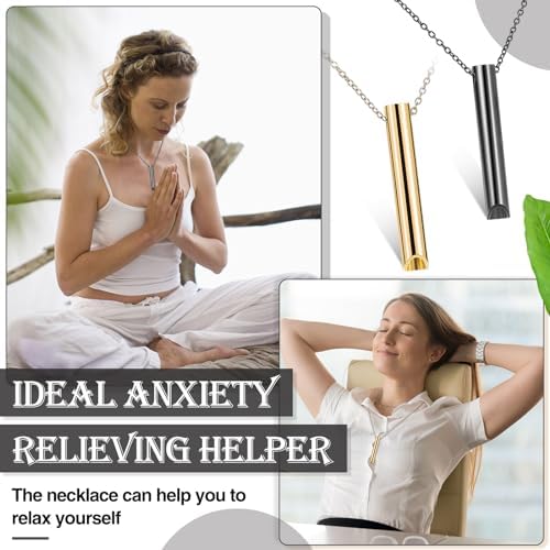 Fiada 2 Sets Collares de Respiración Consciente de Aliviar Ansiedad Estrés Collar de Ejercicios Respiración Profunda Acero Inoxidable con Bolsa de Joyería Portátil para Relajación (Negro, Oro) 3 1710796644 747 Fiada 2 Sets Collares de Respiracion Consciente de Aliviar Ansiedad
