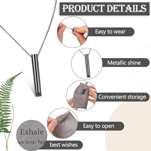 Fiada 2 Sets Collares de Respiración Consciente de Aliviar Ansiedad Estrés Collar de Ejercicios Respiración Profunda Acero Inoxidable con Bolsa de Joyería Portátil para Relajación (Negro, Oro) 2 1710796644 883 Fiada 2 Sets Collares de Respiracion Consciente de Aliviar Ansiedad