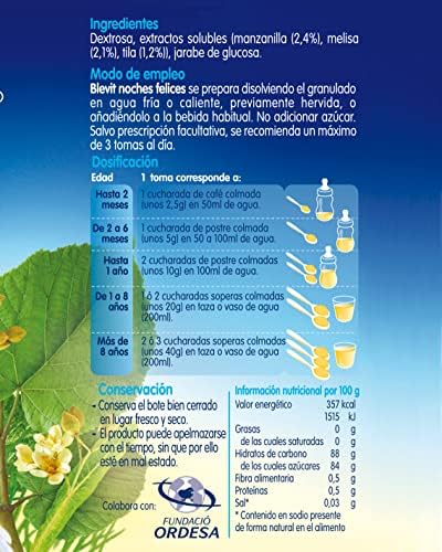 Blevit Noches Felices - Infusión relajante en polvo con Tila, Melisa y Manzanilla, 150g 4 1710845289 567 Blevit Noches Felices Infusion relajante en polvo con Tila