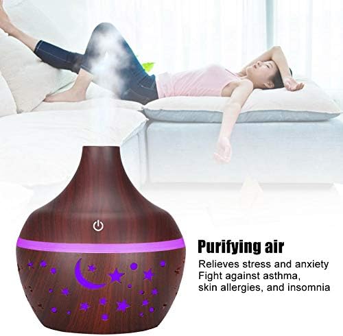 Difusor de aceite esencial 300ml, Humidificador USB Grano de madera Difusor de aromaterapia, Humidificador de niebla fría con luces LED de 7 colores para la oficina en casa(#1) 2 1710924499 385 Difusor de aceite esencial 300ml Humidificador USB Grano de madera