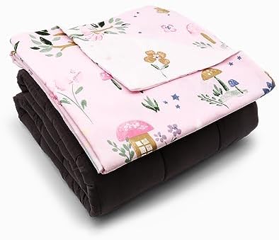 Happy Linen Company Manta y funda para terapia de ansiedad y alivio de la gravedad, lavable, 90 x 120 cm, diseño de unicornio con bosque encantado, color rosa Happy Linen Company Manta y funda para terapia de ansiedad y alivio de la gravedad, lavable, 90 x 120 cm, diseño de unicornio con bosque encantado, color rosa