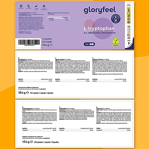 1711083706 131 L Triptofano 500mg 240 Capsulas para 8 meses Estres