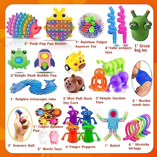 Lubibi Juguetes Sensoriales Kit Empujar la Burbuja Bola sensorial Juguetes contra Ansiedad Autismo Necesidades Especiales Aliviador del Antiestrés del Juguetes para Niños Adultos Relajarse 1 1711132225 884 Lubibi Juguetes Sensoriales Kit Empujar la Burbuja Bola sensorial Juguetes