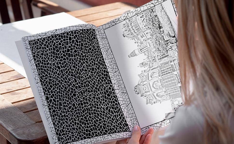 Arquitectura modernista para colorear: Un libro para recorrer los edificios emblemáticos del modernismo catalán en Barcelona | 50 Dibujos para liberar su mente y aliviar el estrés y la ansiedad 7 liberar estres y ansiedad,lapices de colores,rotuladores,universidad arquitectura,diseños obras arte