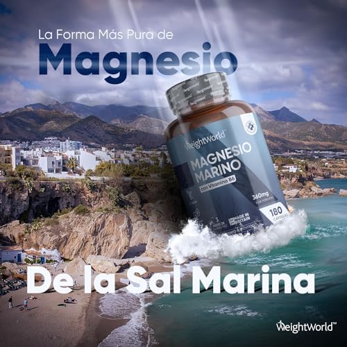 Magnesio Marino con Vitamina B6 de Alta Potencia 360mg, 180 Cápsulas - Suplemento Natural, Reduce el Cansancio, Para Correcta Función Nerviosa, Muscular, Psicológica y Metabólica 6 1711298498 552 Magnesio Marino con Vitamina B6 de Alta Potencia 360mg 180