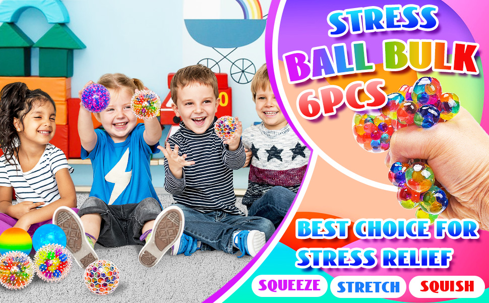 6 Piezas Bolas Antiestres Adultos y Niños, Pelota Antiestres Juguetes Sensoriales, Squishy Juguetes Anti Estrés Bolas Que Alivian la Ansiedad para Apretar, Tdah, Autismo (A) 8 6 Piezas Bolas Antiestres