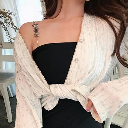 WSZJLN Chaleco Sexy para Mujer, Correa para el Hombro, Diamantes de imitación Brillantes, joyería para el Cuerpo, Letra frágil, todavía ansiedad, Camisola, Playa, Club Nocturno, Fiesta 2 1711493101 539 WSZJLN Chaleco Sexy para Mujer Correa para el Hombro Diamantes