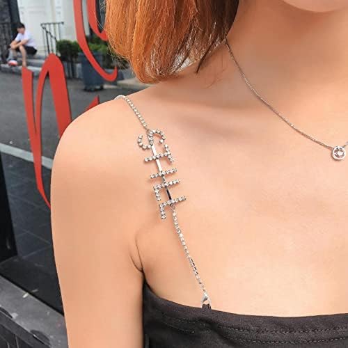 WSZJLN Chaleco Sexy para Mujer, Correa para el Hombro, Diamantes de imitación Brillantes, joyería para el Cuerpo, Letra frágil, todavía ansiedad, Camisola, Playa, Club Nocturno, Fiesta 1 1711493101 739 WSZJLN Chaleco Sexy para Mujer Correa para el Hombro Diamantes