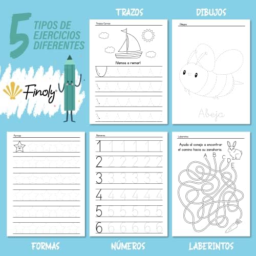 Finoly Mi Primer Libro Grafomotricidad - Niños de 3 a 6 años - Cuaderno Trazos y Preescritura - Aprender Actividades y Ejercicios Líneas Formas Números Laberintos Dibujos - Educación Infantil 2 1711531559 534 Finoly Mi Primer Libro Grafomotricidad Ninos de 3 a