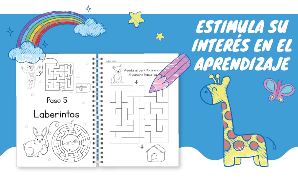 Finoly Mi Primer Libro Grafomotricidad - Niños de 3 a 6 años - Cuaderno Trazos y Preescritura - Aprender Actividades y Ejercicios Líneas Formas Números Laberintos Dibujos - Educación Infantil 16 libro