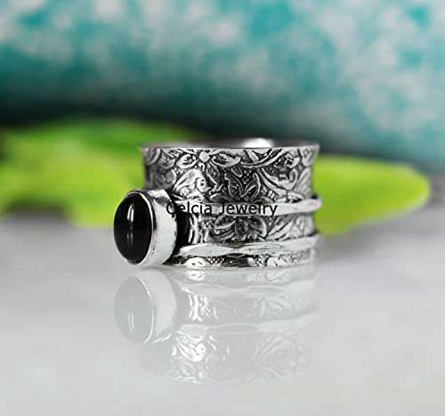 Hermoso anillo giratorio de ónix negro, anillo de piedras preciosas de curación natural, anillo giratorio de ansiedad, anillo de meditación, anillo delicado 3 1711618917 618 Hermoso anillo giratorio de onix negro anillo de piedras preciosas