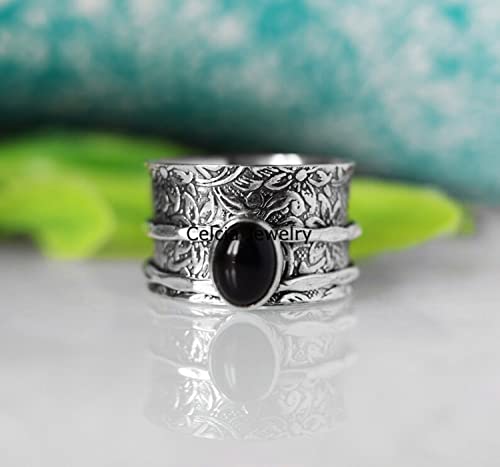Hermoso anillo giratorio de ónix negro, anillo de piedras preciosas de curación natural, anillo giratorio de ansiedad, anillo de meditación, anillo delicado 1 1711618917 981 Hermoso anillo giratorio de onix negro anillo de piedras preciosas