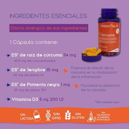 Essentialis Cúrcuma – Cúrcuma Curcumina, Pimienta Negra (Piperina), Jengibre y Vitamina D3 – Ayuda Flexibilidad y Bienestar Articular – Ayuda a la Función Digestiva – 90 cápsulas - 3 meses 2 1711636487 60 Essentialis Curcuma – Curcuma Curcumina Pimienta Negra Piperina Jengibre y