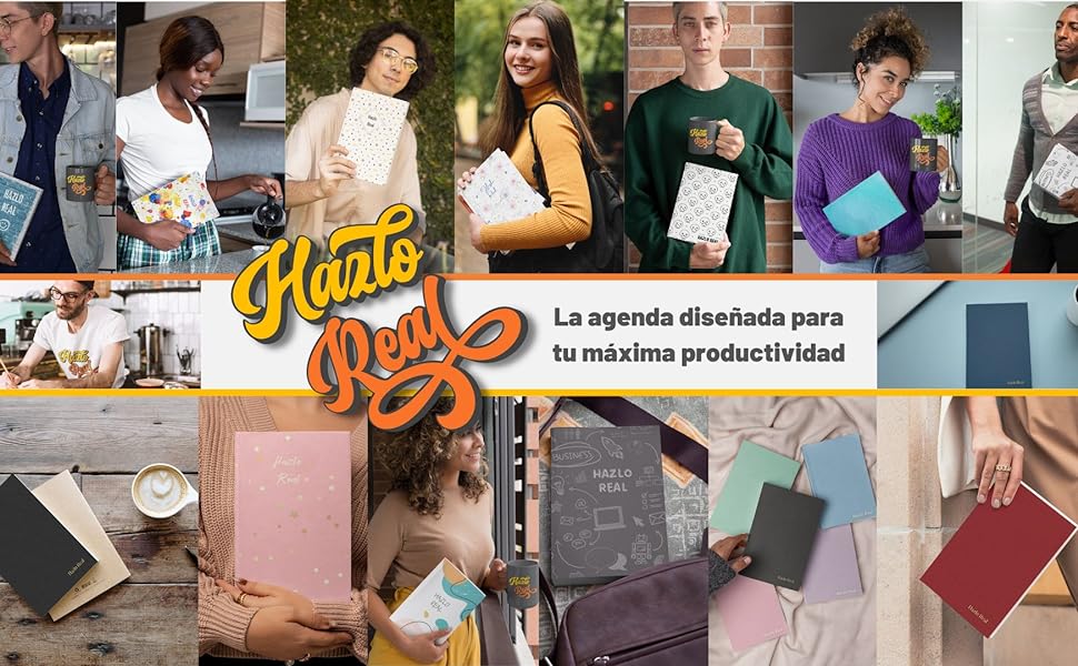 HAZLO REAL. Agenda sin fecha, trimestral, A5: Mod. Emprendedor (Blanco) - Planificador trimestral, mensual, semanal y diario para máxima productividad. Objetivos OKR y control de hábitos. 2 agenda planificador Hazlo Real