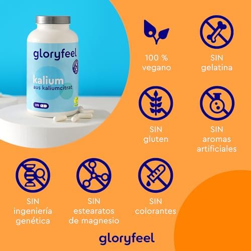Potasio - 270 cápsulas - Altamente dosificado: 2446mg por dosis diaria, de los cuales 800mg son Potasio puro - Mineral esencial para la función muscular y la tensión arterial - 100% vegano 3 1711669380 49 Potasio 270 capsulas Altamente dosificado 2446mg por dosis