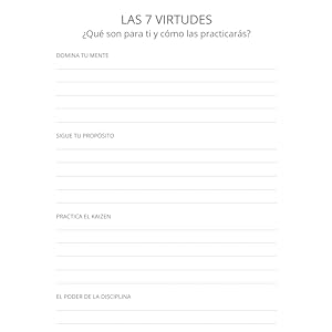 Cuaderno de Trabajo para Crecimiento Personal: Potencia tus virtudes para alcanzar la vida plena y felicidad 6 diario personal