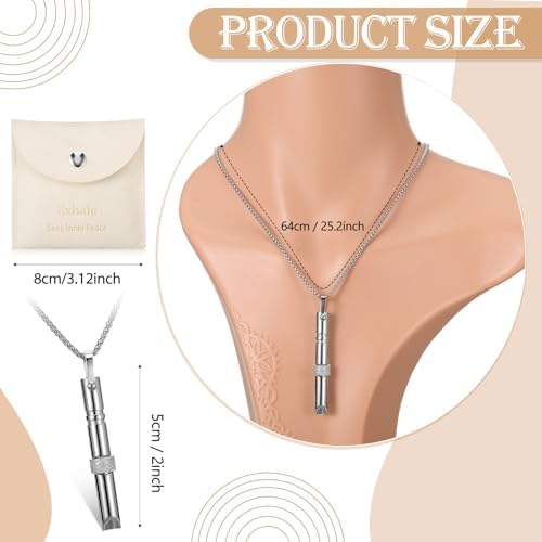 Fiada Collar de Respiración Consciente Collar de Ejercicios de Respiración Profunda Acero Inoxidable con Bolsa Joyería Portátil para Aliviar Ansiedad Estrés Relajación Meditación (Estilo Novedoso) 1 1711803241 913 Fiada Collar de Respiracion Consciente Collar de Ejercicios de Respiracion