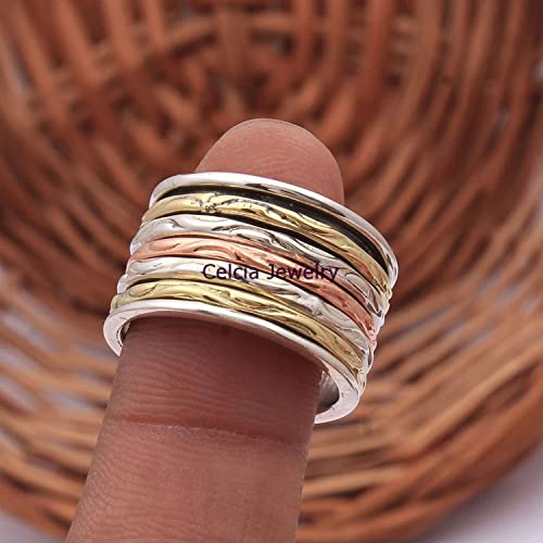 1711855467 428 Anillo de meditacion multibanda anillo giratorio de plata unico anillo