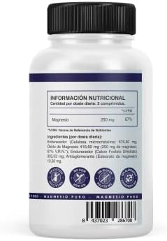 Magnesio Esencial | Oxido de Magnesio Puro | Disminuye el cansancio y la fatiga | Fortalece el sistema muscular y óseo | Magnesio 100% natural y Bioasimilado | Dosis eficaz | 60 comprimidos 6 1711867146 295 Magnesio Esencial Oxido de Magnesio Puro Disminuye el