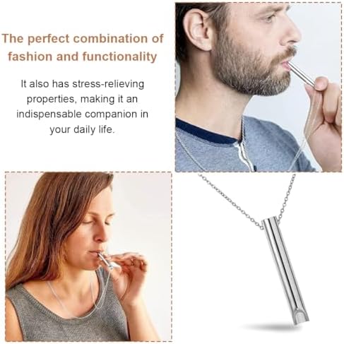 XKSOCT Collar Antiestrés para el Alivio de la Ansiedad Collar de Elementos con Silbato de Ansiedad Dispositivo de Ejercicio de Respiración para la Meditación(Negro, Plata) 3 1711990839 722 XKSOCT Collar Antiestres para el Alivio de la Ansiedad Collar