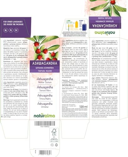Ashwagandha o Ginseng indio (Withania somnifera) raíces Tintura Madre sin alcohol Naturalma | Extracto líquido gotas 120 ml | Complemento alimenticio | Vegano 1 1712100923 650 Ashwagandha o Ginseng indio Withania somnifera raices Tintura Madre sin