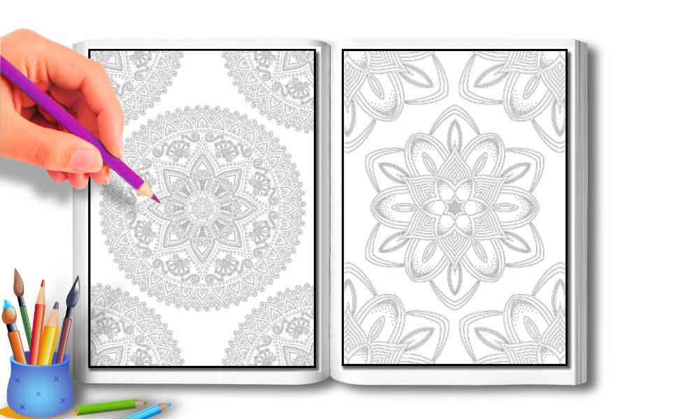 Mandala: Libro de Colorear para Adultos Relajación con 50 Diseños Únicos Mandalas y Patrones Originales (Actividad para Aliviar el Estrés y la Ansiedad) 5 Algunas Páginas del Interior de Este Libro