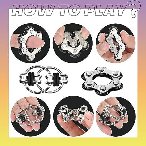 Steemjoey Juego de 6 Juguetes para Fidget, Juego De Cadena Flippy, Seis Cadenas De Rodillos, Alivia el estrés Reductor Add para Adultos y Niños, ADHD, Ansiedad, Autismo (Negro) 3 1712199936 669 Steemjoey Juego de 6 Juguetes para Fidget Juego De Cadena