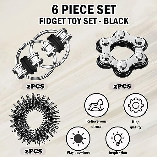 Steemjoey Juego de 6 Juguetes para Fidget, Juego De Cadena Flippy, Seis Cadenas De Rodillos, Alivia el estrés Reductor Add para Adultos y Niños, ADHD, Ansiedad, Autismo (Negro) 2 1712199936 86 Steemjoey Juego de 6 Juguetes para Fidget Juego De Cadena