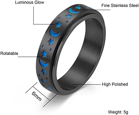 1712226630 844 Gilieyer Anillos Giratorios de Acero Inoxidable Anillos Luna y Estrella