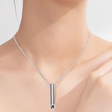 Collar Consciente para Aliviar el Estrés, Collar de Respiración Consciente de Acero Inoxidable Que Reduce el Estrés, Collar Portátil con Silbato de Ansiedad para Mujeres Y Hombres(Negro) 16 Collana Consapevole Antistress