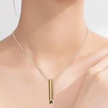Collar Consciente para Aliviar el Estrés, Collar de Respiración Consciente de Acero Inoxidable Que Reduce el Estrés, Collar Portátil con Silbato de Ansiedad para Mujeres Y Hombres(Negro) 12 Collana Consapevole Antistress