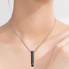 Collar Consciente para Aliviar el Estrés, Collar de Respiración Consciente de Acero Inoxidable Que Reduce el Estrés, Collar Portátil con Silbato de Ansiedad para Mujeres Y Hombres(Negro) 18 Collana Consapevole Antistress