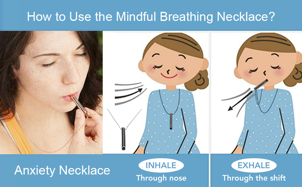 Collar Consciente para Aliviar el Estrés, Collar de Respiración Consciente de Acero Inoxidable Que Reduce el Estrés, Collar Portátil con Silbato de Ansiedad para Mujeres Y Hombres(Negro) 20 Collana Consapevole Antistress
