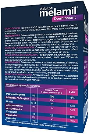 Humana Melamil Dorminstant Adolescentes y Adultos, Melatonina 99% pura, Triptófano, Magnesio y Vitaminas B3, B6, B5 y B12-24 sobres, Sueño Adolescentes y Adultos, Salud del sueño 4 1712487809 31 Humana Melamil Dorminstant Adolescentes y Adultos Melatonina 99 pura Triptofano