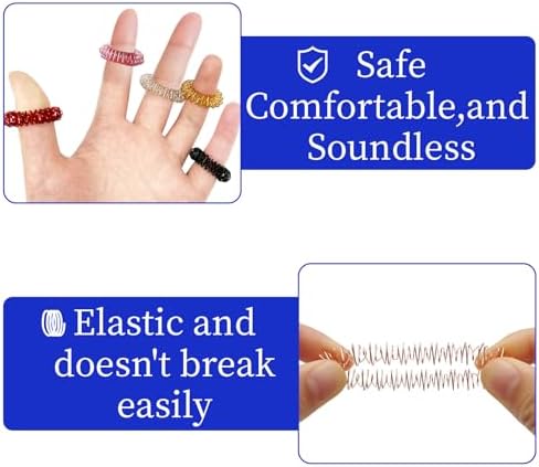 LLMSIX 10 anillos de acupresión, juguete para la ansiedad, tricotilomanía, juguetes silenciosos, anillos de acupresión, anillos sensoriales para aliviar el estrés, anillos sensoriales para adultos, 4 1712569921 460 LLMSIX 10 anillos de acupresion juguete para la ansiedad tricotilomania