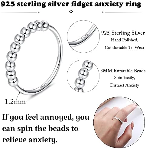 1712622674 581 YADOCA 925 Anillos de Ansiedad de Plata Esterlina para Mujeres