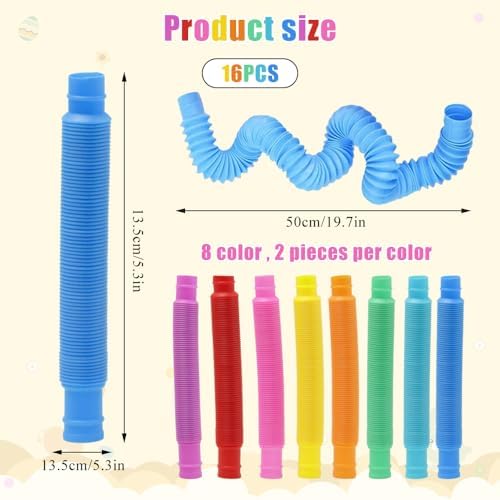 UTMACH 16 Piezas Mini Tubos Pop Juguetes Sensoriales Juguetes de Tubo Pop Fidget Tubos de Colores Juguetes Sensoriales Aliviar el estrés y la Ansiedad para Niños y Adultos(8 Colores) 1 1712749249 512 UTMACH 16 Piezas Mini Tubos Pop Juguetes Sensoriales Juguetes de