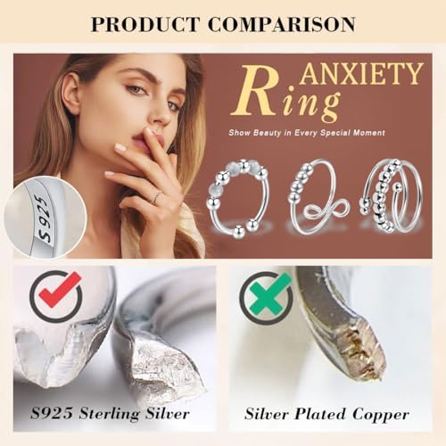 Bukezudang 6 Pièces Anillo de Masaje de Dedos, Anillo de Acupresión Premium, Anillos Antiestrés Ajustables, Alivio de la Ansiedad y Anillos Antiestrés Plateados, Anillos Giratorios de Ansiedad 1 1712753286 129 Bukezudang 6 Pieces Anillo de Masaje de Dedos Anillo de