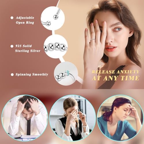 Bukezudang 6 Pièces Anillo de Masaje de Dedos, Anillo de Acupresión Premium, Anillos Antiestrés Ajustables, Alivio de la Ansiedad y Anillos Antiestrés Plateados, Anillos Giratorios de Ansiedad 3 1712753286 183 Bukezudang 6 Pieces Anillo de Masaje de Dedos Anillo de