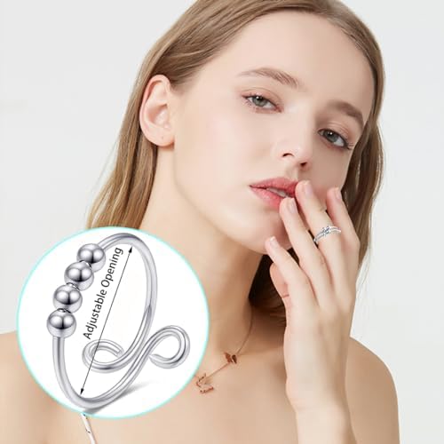 Bukezudang 6 Pièces Anillo de Masaje de Dedos, Anillo de Acupresión Premium, Anillos Antiestrés Ajustables, Alivio de la Ansiedad y Anillos Antiestrés Plateados, Anillos Giratorios de Ansiedad 2 1712753286 479 Bukezudang 6 Pieces Anillo de Masaje de Dedos Anillo de