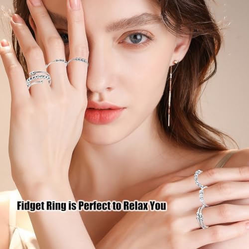 Bukezudang 6 Pièces Anillo de Masaje de Dedos, Anillo de Acupresión Premium, Anillos Antiestrés Ajustables, Alivio de la Ansiedad y Anillos Antiestrés Plateados, Anillos Giratorios de Ansiedad 6 1712753287 613 Bukezudang 6 Pieces Anillo de Masaje de Dedos Anillo de