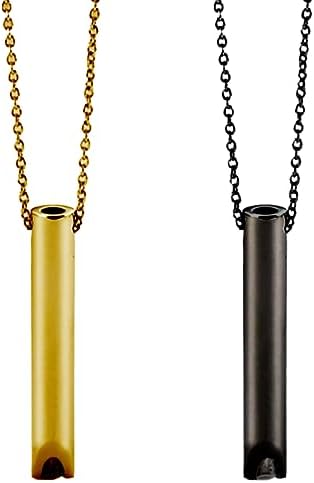 AYNKH Collar para aliviar la ansiedad, 2 unidades, collar de respiración consciente para ejercicios de respiración de hábito, collar de silbato de acero de titanio para hombres y mujeres