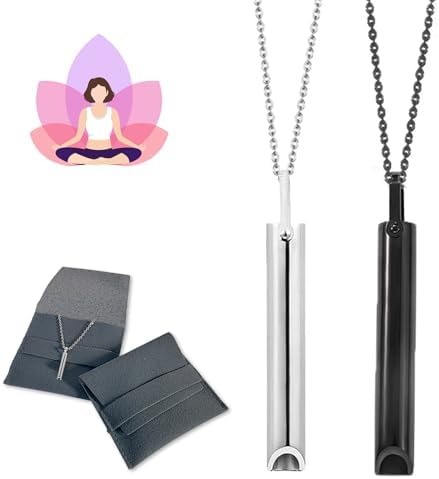 TENEMOS 2 collares Höki contra la ansiedad, meditación consciente respirar collar, ataques de pánico, ayuda para dejar de fumar, collar de alivio del estrés, cadena de respiración para hombre y mujer,