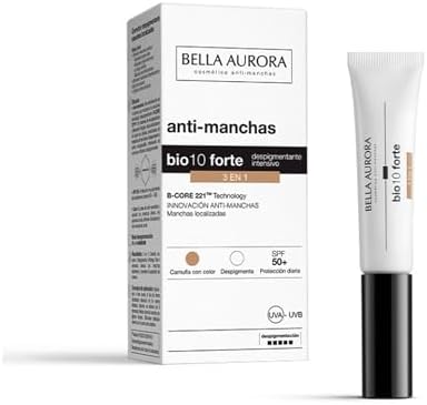 BELLA AURORA – Bio10 Forte 3 en 1, 10 ml, Camufla las Manchas Piel con Color, Despigmenta y Protege, Elimina Manchas Oscuras, Difumina Manchas e Imperfecciones, Protección SPF 50+