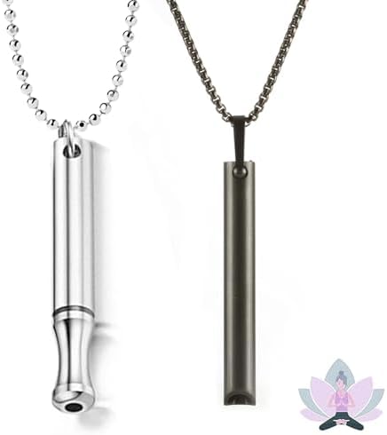 MHDUYEG Anapana Collar de Respiración sin Humo Collar Hoki contra la Ansiedad 2pcs Collar Höki contra la Ansiedad para Meditación, Relajación, Calma, Ralentización de la Respiración (Acero, Gris)