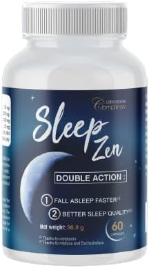 SLEEP ZEN – Inductor del Sueño Natural a Base de Melatonina (1,8g diarios) – Melisa y Amapola de California – Sueño Profundo y Reparador – Melatonina para Dormir – 60 Pastillas