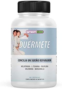 Duérmete | Melatonina Pura con L-Teanina, Valeriana, Pasiflora y Manzanilla | Elimina el insomnio | Mejora la calidad del sueño | Induce un sueño reparador | Efecto rápido | 60 Cápsulas Duérmete | Melatonina Pura con L-Teanina, Valeriana, Pasiflora y Manzanilla | Elimina el insomnio | Mejora la calidad del sueño | Induce un sueño reparador | Efecto rápido | 60 Cápsulas