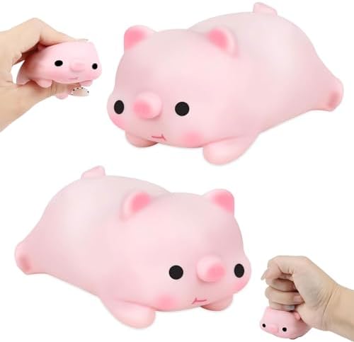 Pack De 2 Juguetes Antiestrés De Cerdo Rosa – Figuras De Goma TPR Para Apretar Y Estirar, Ideal Para Aliviar Estrés En Niños Y Adultos, Regalo Divertido