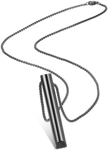 Fiada Collar de Respiración Consciente Collar de Ejercicios de Respiración Profunda Collar de Estrés de Respiración Portátil de Acero Inoxidable para Alivio de Ansiedad Hombres Mujeres (Negro)