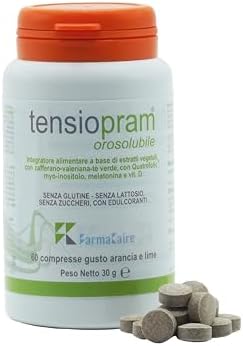 Tensiopram® – Suplemento Alimenticio 100% Natural con Fórmula Patentada: Azafrán, Té verde, Valeriana, Vit. D, para la Ansiedad, el Estrés, el Estado de Ánimo, Sueño, 60 Tabletas Orosolubles, Vegano